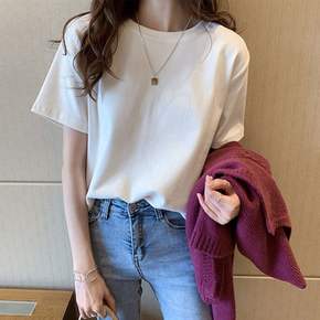 반팔 티셔츠 여성 데일리 기본 무지 상의