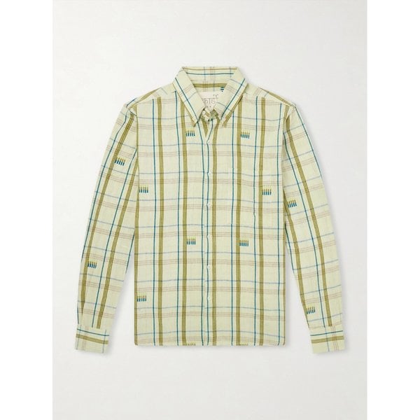 로널드 자수 체크 코튼 셔츠 46376663163099433