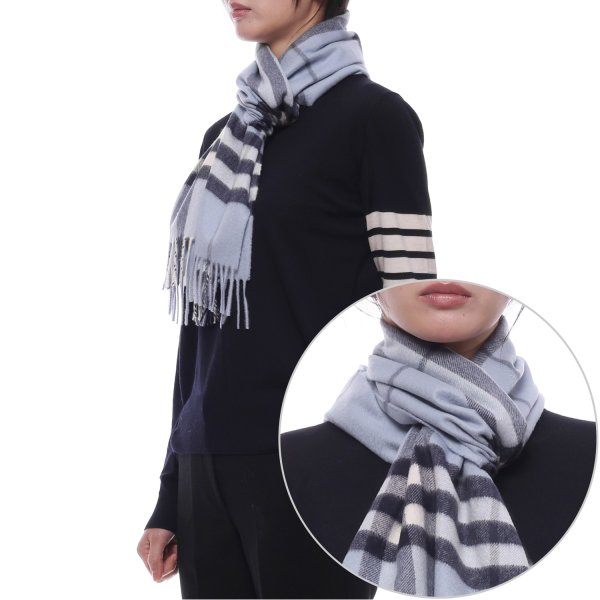 [부산점] 25FW 여성 체크 캐시미어 머플러 (8112636 BANK BLUE W 25F)