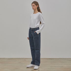 DENIM TUCK STRAIGHT PANTS INDIGO