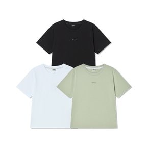 여성) 미니멀 로고 크롭 반팔 티셔츠 ( LW262TS801)
