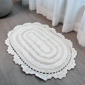 타원 손뜨개 레이스 코튼 면 현관 욕실 발매트 50*70cm