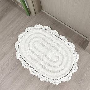 타원 손뜨개 레이스 코튼 면 현관 욕실 발매트 50*70cm