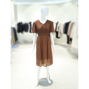 [여주점] 여성 스모크 밴딩 브이넥 원피스 _YW5MO115