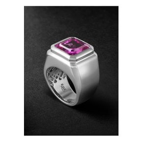 14-Karat White Gold Pink Sapphire Signet Ring 핑크