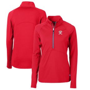 4787991 Cutter  Buck Womens Red Tacoma Rainiers Adapt Eco Knit Stretch Recycled Half-Zip T