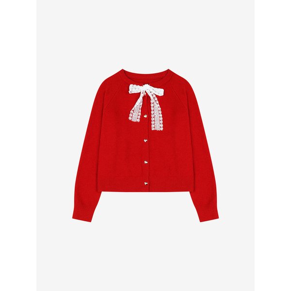 레이스 리본 타이 니트 가디건 (TMCCA2912)