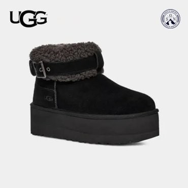 UGG [해외] 어그 미국 본사 정품 여성 울트라 미니 플랫폼 벨티드 롤러 블랙