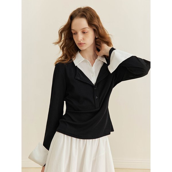 YY_Stitching fake two-piece top