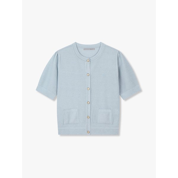 하프 슬리브 라운드넥 가디건_라이트 블루 7225350700