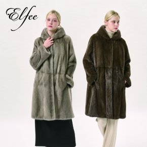 25FW 진도 엘페 휘메일 풀스킨 밍크 후드 코트 - 실버블루,브라운(EC17)