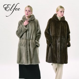  25FW 진도 엘페 휘메일 풀스킨 밍크 후드 코트 - 실버블루,브라운(EC17)