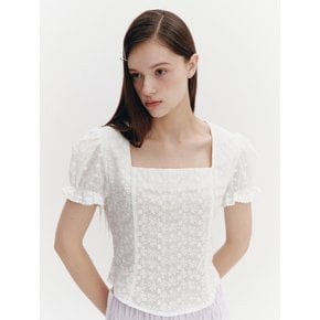 Square Neck Lace Blouse White