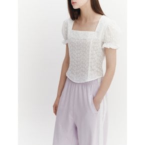 Square Neck Lace Blouse White