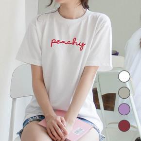 Peachy 레터링티 루즈핏 라운드넥 여성반팔티셔츠 (S6854403)