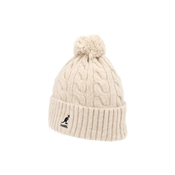 K4460SM BEIGE 케이블 니트 폼폼 비니