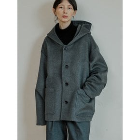 unisex wool hood coat gray