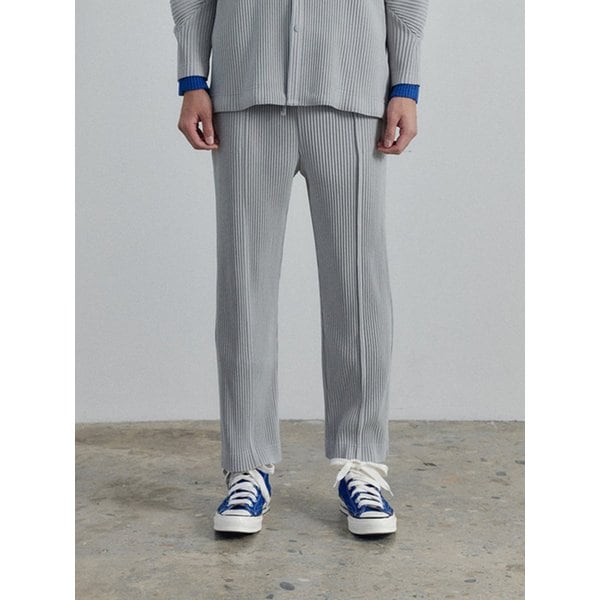 [공용] 유틸리티 스티치 플리츠 턱팬츠 [라이트 그레이]