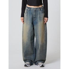 캣 브러쉬 와이드 데님 팬츠 오일 블루_Cat Brush Wide Denim Pants Oil Blue