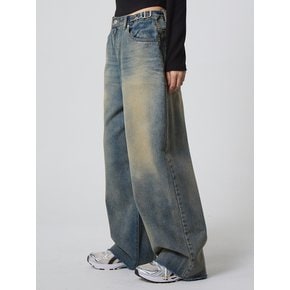 캣 브러쉬 와이드 데님 팬츠 오일 블루_Cat Brush Wide Denim Pants Oil Blue