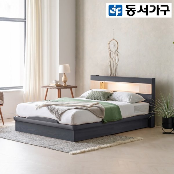 [동서가구] 세렌 LED 편백 Q침대 프레임 DF909490