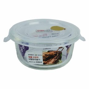 내열유리 원터치찬기 원형 4호 240ml 유리용기 전자레인지 오븐용