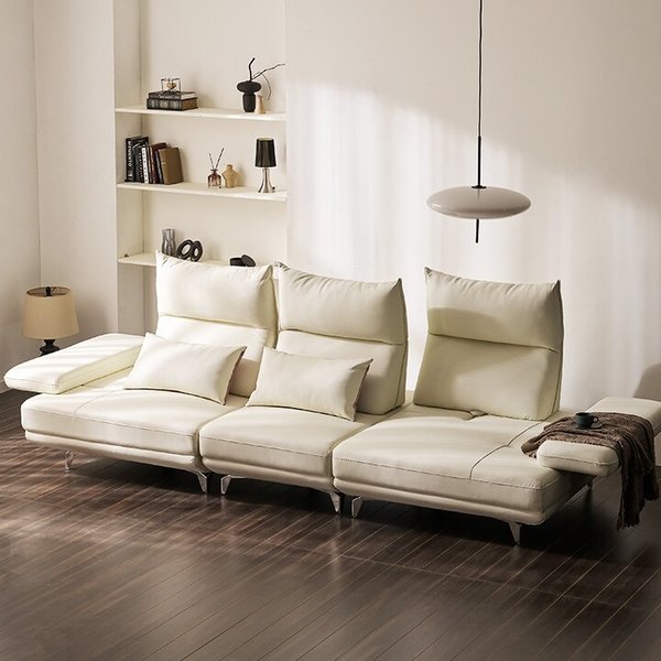 안목 휘윤 헤드 조절 스윙 가죽 4인용 소파 [착불]