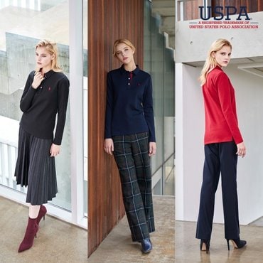 유에스피에이 [USPA] 2019 FW 화이트라벨 폴로 기모 카라티셔츠 여성 3종