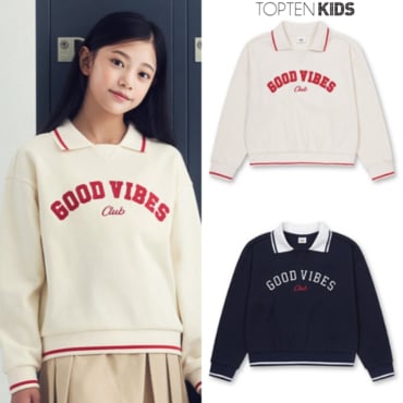 탑텐키즈 25년 S/S 여아 피케 카라 스웨트셔츠 MKF1TR2202