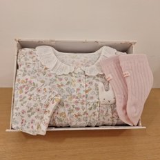 [25S/S출산선물]WH)루루 플라워 우주복&베이직 골지 단말세트(35170-041-08*35114-810-02)
