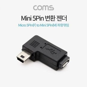 Coms Mini 변환 젠더 좌향 꺾임 5Pin 90도 X ( 3매입 )