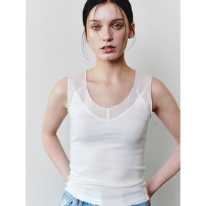 AS LINE MIX SLEEVELESS [WHITE]