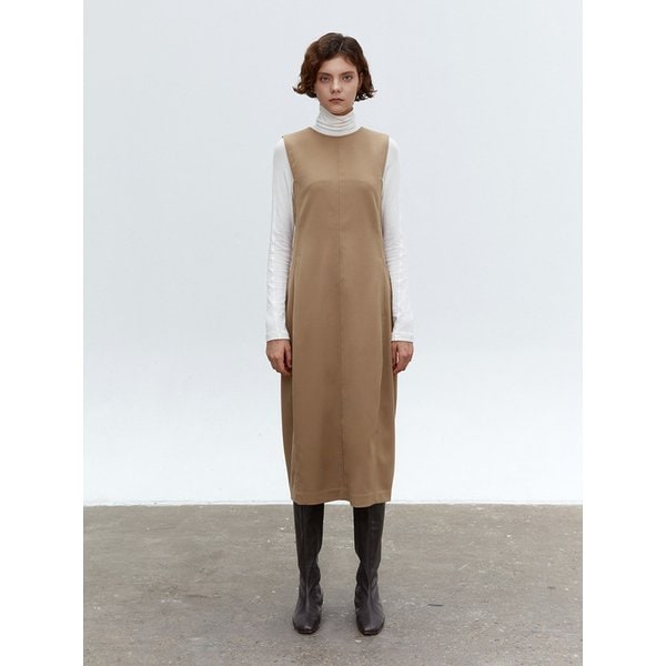 TOF SLEEVELESS SLIM LINE DRESS  BEIGE