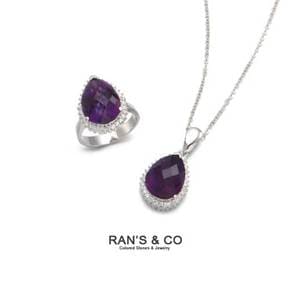 [란스앤코] RAN`S&CO 천연자수정(10캐럿) 페어 반지+페어 목걸이