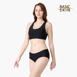 BASICSKIN 베이직스킨 이너웨어 X백 심리스 브라팬티세트 무봉제 노라인 수면브라 편한속옷 BEE-T251K