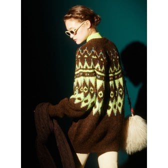 그린버터 Alpaca Nordic Cardigan (Brown)