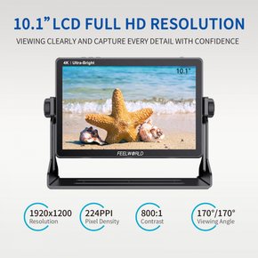 FEELWORLD 10.1 2000nit SLR 1920x1200 4K HDMI F970 (LUT11H) 인치 고휘도 카메라 필드 모니터