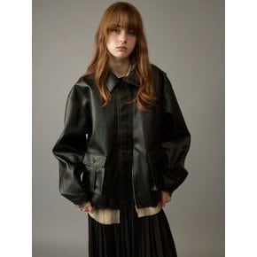 Oversized-Fit Eco Leather Jumper (Black)