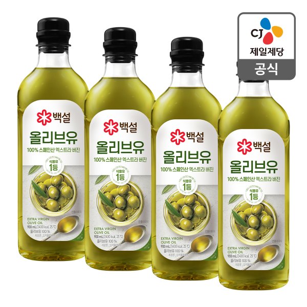 [본사배송] 백설 압착올리브유 900ml X 4개