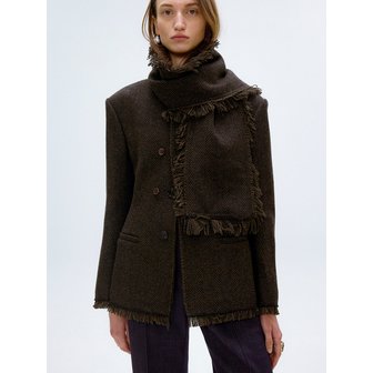 르하스 [단독]FRINGE MUFFLER CLASSIC JACKET2_DARK BROWN