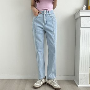 비비 투버튼 연청 워싱 세미 일자 데님팬츠_P326289374