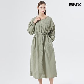 라운드넥 버튼 다운 스트링 롱 원피스  BV3OP019L0 _P347514669