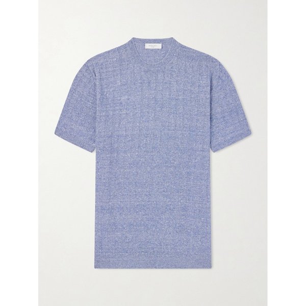 리브드 리넨 코튼 블렌드 티셔츠 46376663163084336