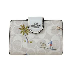 미국 코치 여성지갑 COACH Medium Corner Zip Wallet In Signature Canvas With Hula Print Chal