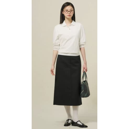 빈폴레이디스 세미 오버핏 반소매 T칼라 티셔츠 - 아이보리 BF5342C010