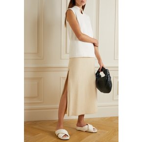 Davenport Zip-embellished Ribbed Cashmere Midi Skirt 크림