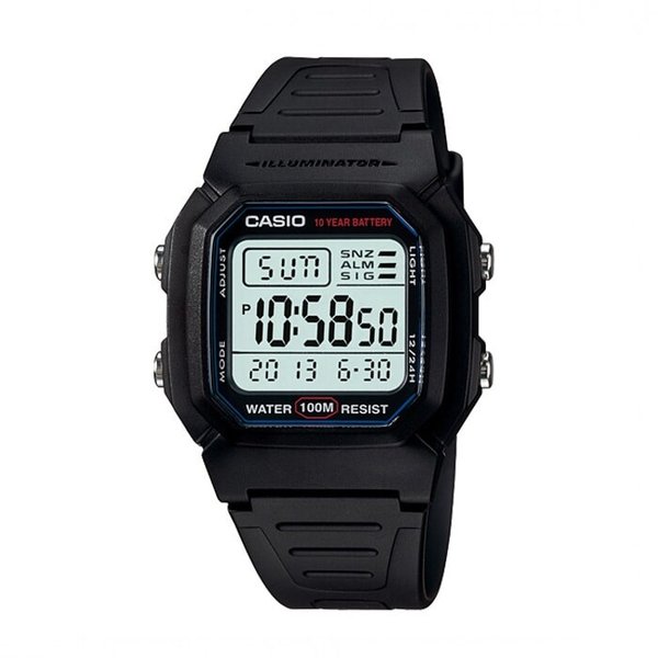 카시오 W-800H-1A 남성 군인 스포츠 스퀘어 전자 손목 시계