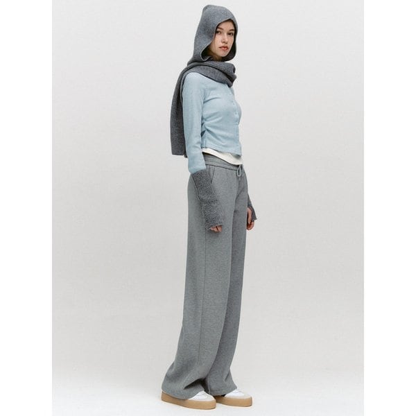 Knit-Bonded Semi-Wide Banding Pants MELANGE GRAY