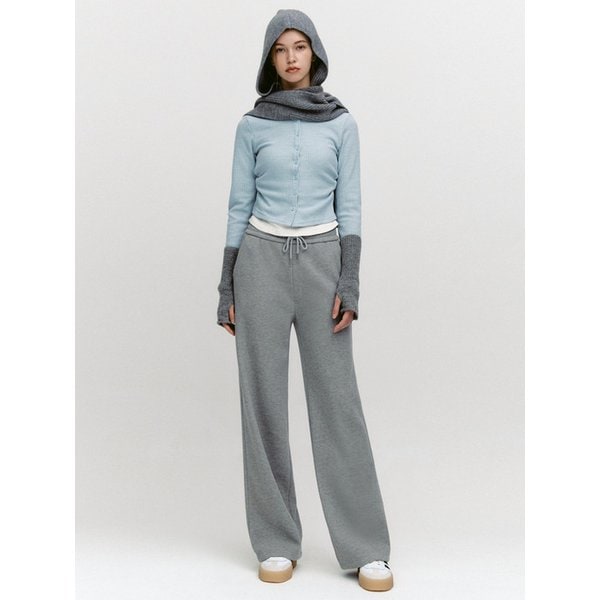 Knit-Bonded Semi-Wide Banding Pants MELANGE GRAY