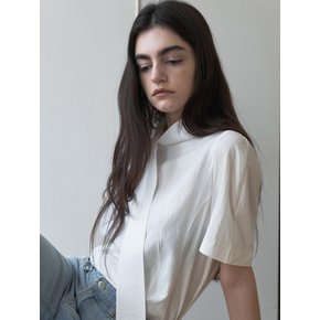버튼업 스카프 하프 블라우스 화이트 OU1659